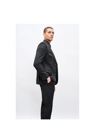 Mens Essential Single-Breasted Slim Suit Jacket In Black