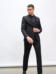 Mens Essential Single-Breasted Slim Suit Jacket In Black - Black
