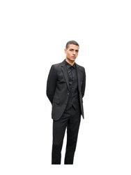 Mens Essential Single-Breasted Slim Suit Jacket In Black