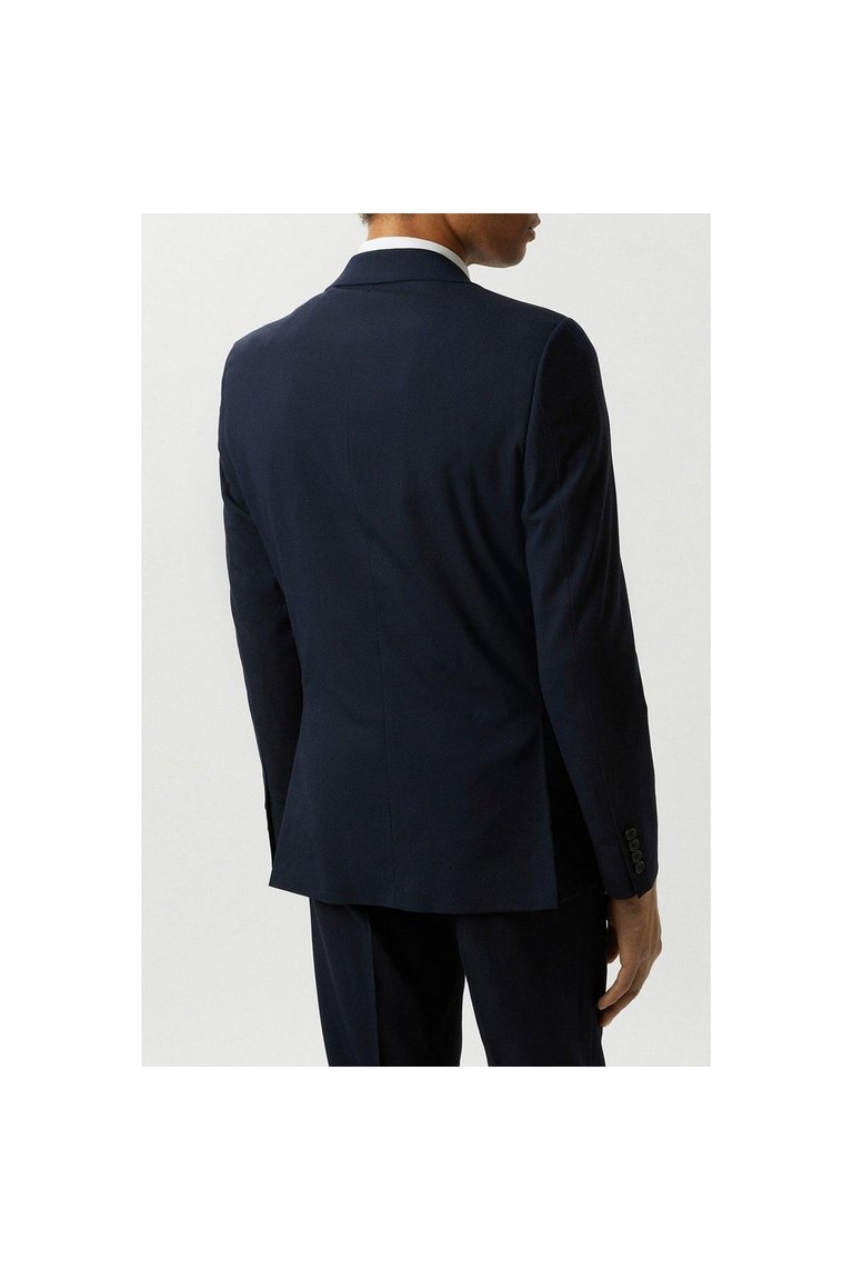 Mens Essential Single-Breasted Slim Suit Jacket - Navy