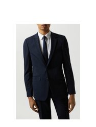 Mens Essential Single-Breasted Slim Suit Jacket - Navy - Navy