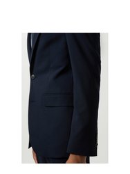 Mens Essential Single-Breasted Slim Suit Jacket - Navy