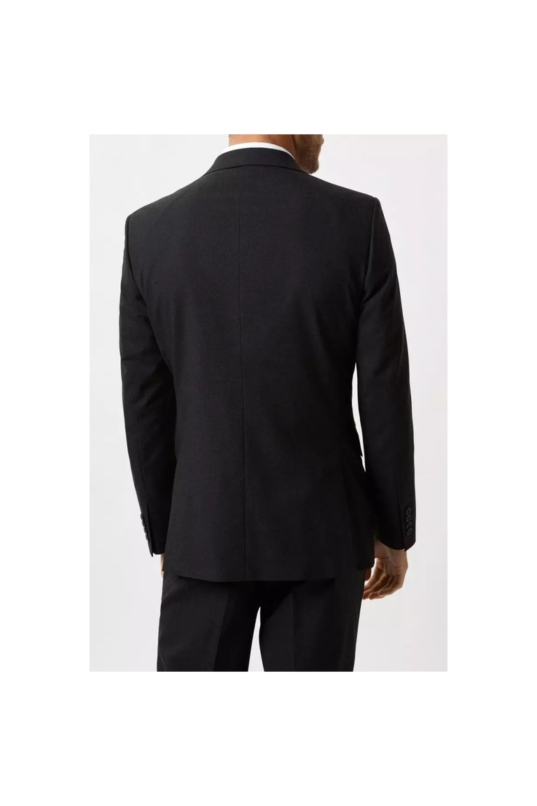 Mens Essential Single-Breasted Tailored Suit Jacket - Charcoal