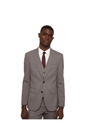 Mens Essential Single-Breasted Tailored Suit Jacket - Light Grey