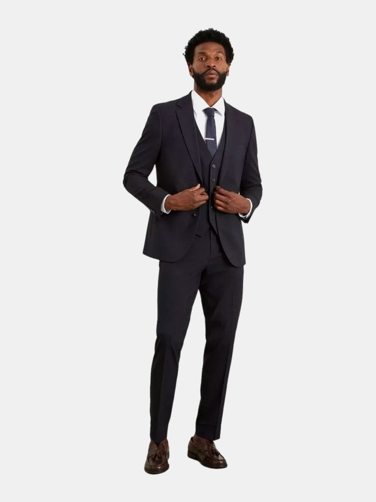 Mens Essential Slim Suit Jacket - Navy - Navy