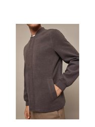 Mens Faux Wool Bomber Jacket - Charcoal