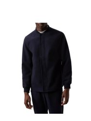 Mens Faux Wool Bomber Jacket - Navy