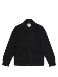 Mens Faux Wool Shirt Jacket - Black