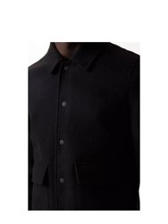Mens Faux Wool Shirt Jacket - Black