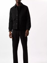 Mens Faux Wool Shirt Jacket - Black