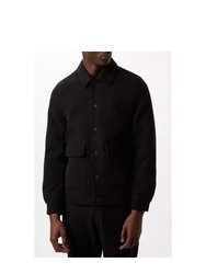 Mens Faux Wool Shirt Jacket - Black - Black