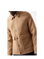 Mens Faux Wool Shirt Jacket - Camel