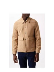 Mens Faux Wool Shirt Jacket - Camel - Camel