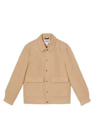 Mens Faux Wool Shirt Jacket - Camel