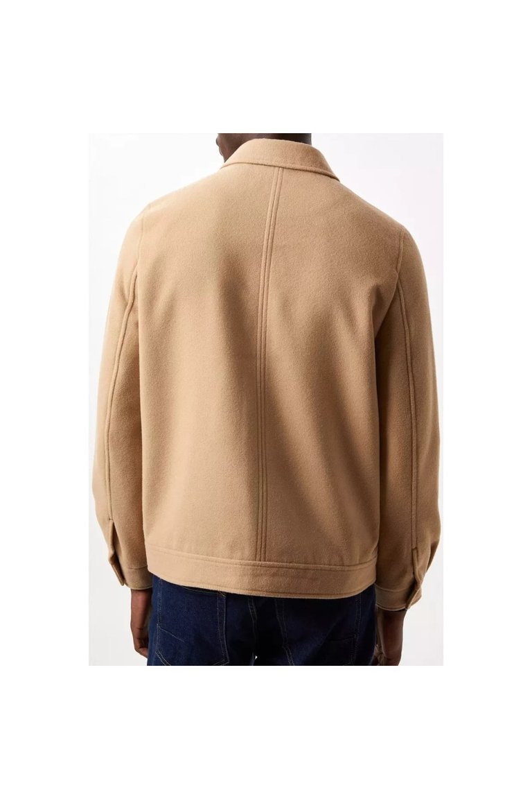 Mens Faux Wool Shirt Jacket - Camel