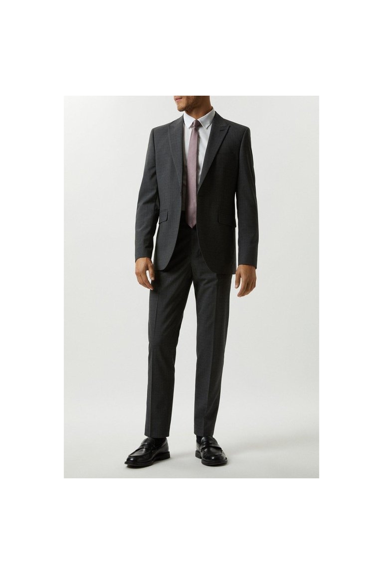 Mens Grid Checked Slim Suit Jacket - Gray