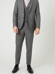 Mens Herringbone Slim Suit Jacket - Gray
