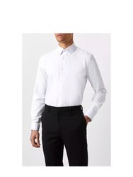 Mens Herringbone Textured Tailored Formal Shirt - White