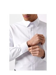 Mens Herringbone Textured Tailored Formal Shirt - White