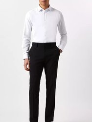 Mens Herringbone Textured Tailored Formal Shirt - White - White