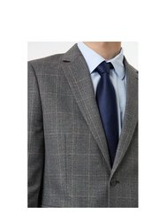 Mens Highlight Checked Skinny Suit Jacket - Gray/Blue