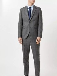 Mens Highlight Checked Skinny Suit Jacket - Gray/Blue - Gray/Blue