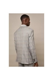 Mens Highlight Checked Skinny Suit Jacket - Gray