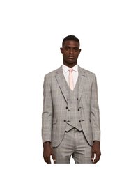 Mens Highlight Checked Skinny Suit Jacket - Gray