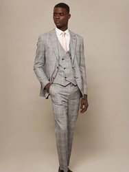 Mens Highlight Checked Skinny Suit Jacket - Gray - Gray