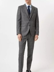 Mens Highlight Checked Slim Suit Jacket - Gray/Blue - Gray/Blue