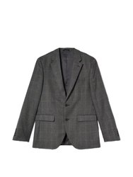 Mens Highlight Checked Slim Suit Jacket - Gray/Blue