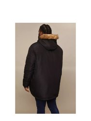 Mens Hooded Heavyweight Plus And Tall Parka - Black
