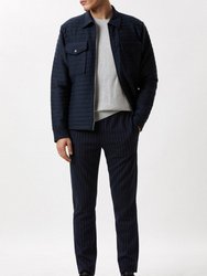 Mens Hybrid Quilted Nylon Collared Jacket - Navy