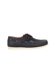 Mens Leather Boat Shoes - Navy