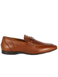 Mens Leather Buckle Detail Loafers - Tan