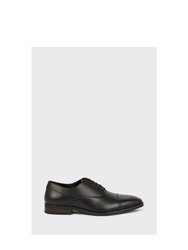 Mens Leather Toe Cap Oxford Shoes - Black - Black