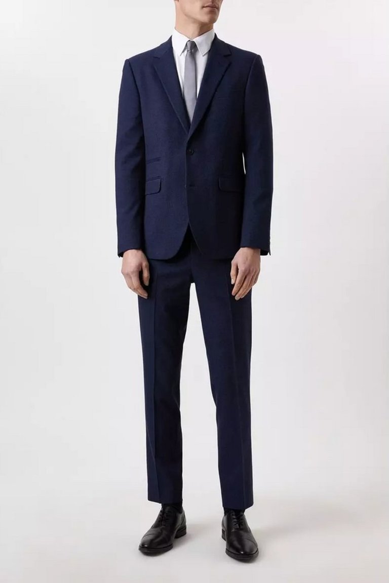 Mens Marl Tailored Suit Jacket - Navy