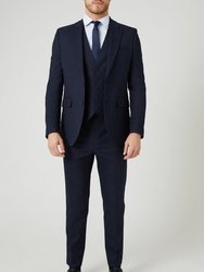 Mens Micro-Stripe Slim Suit Jacket - Navy