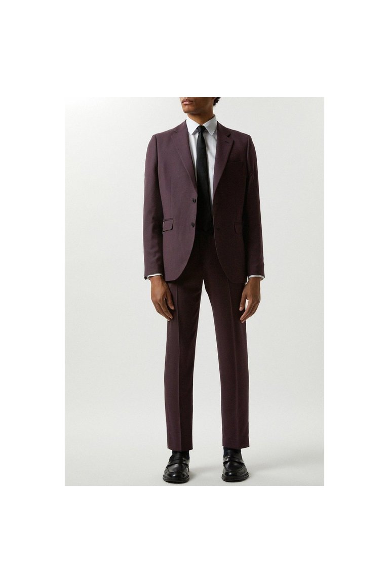 Mens Micro Textured Skinny Suit Jacket - Burgundy