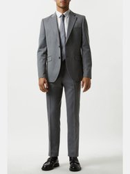 Mens Mini Herringbone Slim Suit Jacket - Gray
