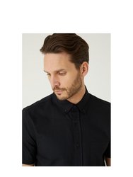 Mens Oxford Slim Short-Sleeved Shirt - Black