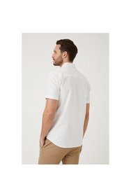 Mens Oxford Slim Short-Sleeved Shirt - White