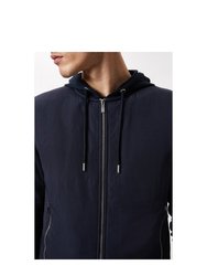 Mens Panel Nylon Full Zip Hooded Jacket