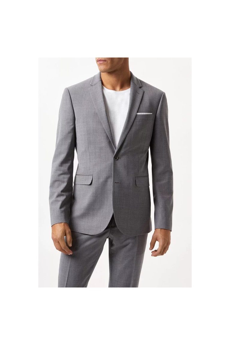 Mens Performance Single-Breasted Slim Suit Jacket - Gray - Gray