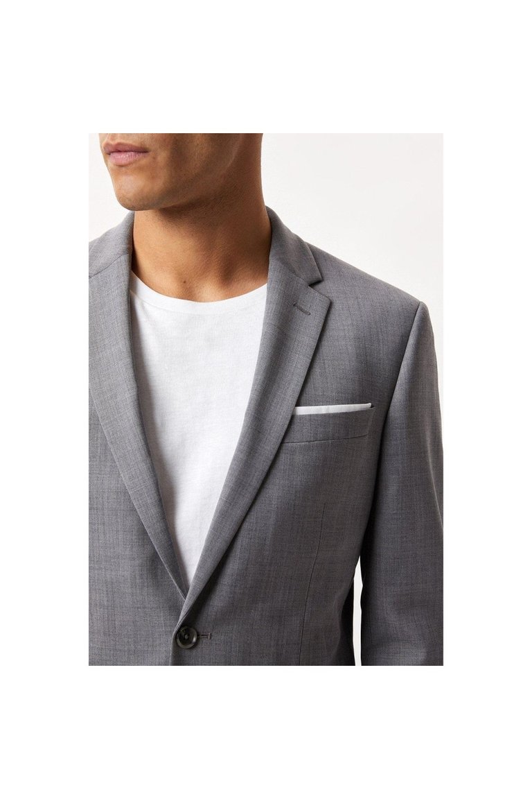 Mens Performance Single-Breasted Slim Suit Jacket - Gray