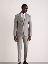 Mens Pow Checked Skinny Suit Jacket - Gray