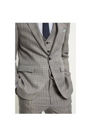 Mens Pow Checked Skinny Suit Jacket - Gray