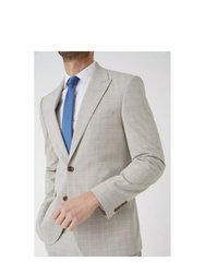 Mens Prince Of Wales Check Slim Suit Jacket - Neutral