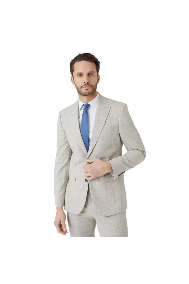 Mens Prince Of Wales Check Slim Suit Jacket - Neutral - Neutral