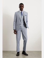 Mens Puppytooth Slim Suit Jacket - Blue - Blue